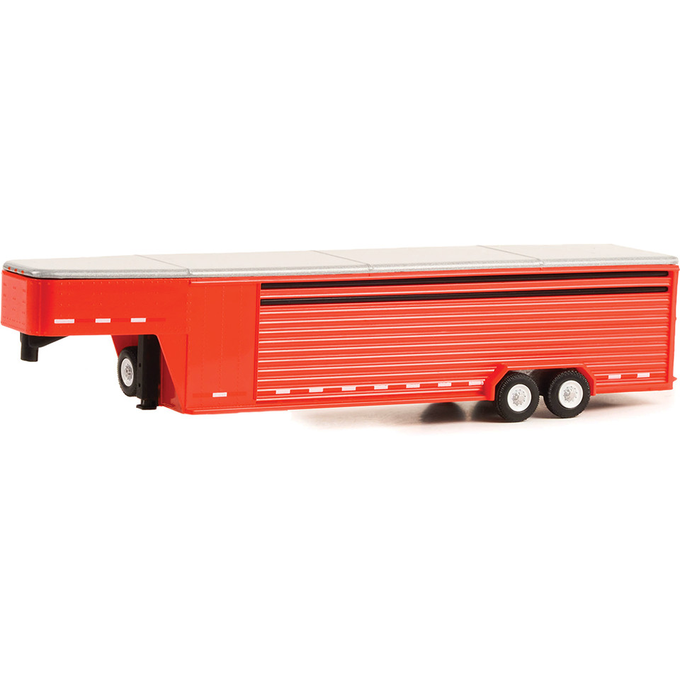 Hitch & Tow Trailers - 26-Foot Continuous Gooseneck Livestock Trailer - Red (Hobby Exclusive) 1:64 Scale Diecast Model Truck by Greenlight Main Image