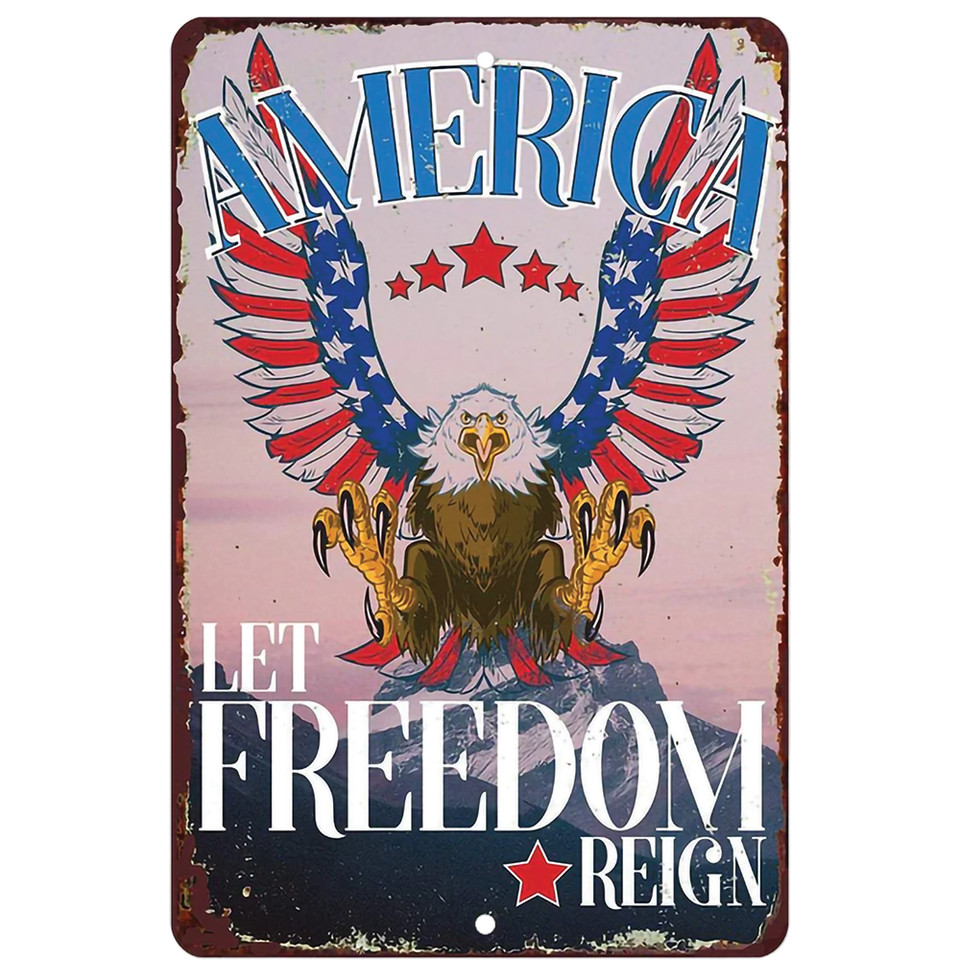 America Let Freedom Reign Metal Sign Lone Star Art (MS083120-04)   by Lone Star Art Main Image