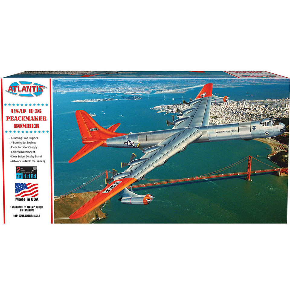 B-36 Prop Jet Peacemaker with Swivel Stand 1/184 Kit 1:184 Scale  by Atlantis Models Main Image