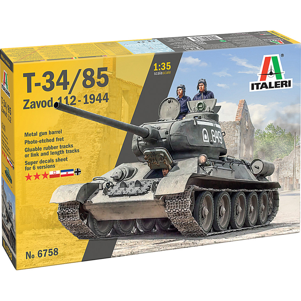 T34/85 Medium Tank 1/35 Kit 1:35 scale Plastic by Italeri Main Image