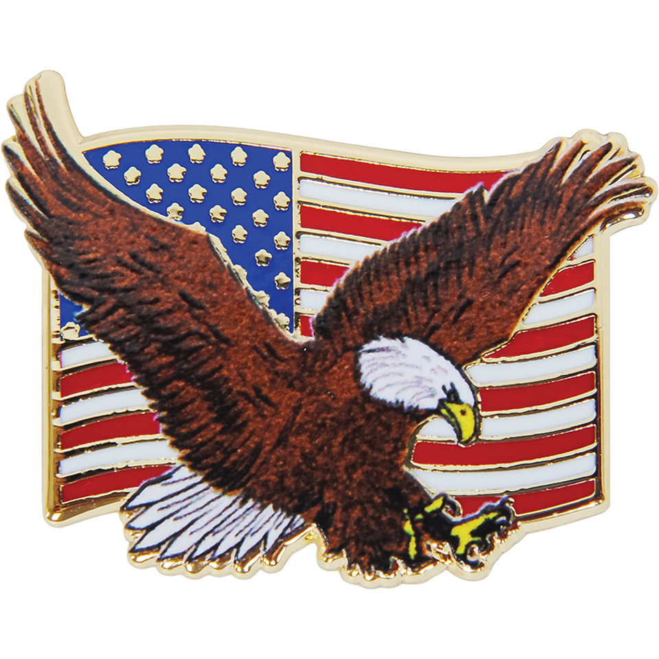 USA Flag and Eagle Lapel Pin Eagle Emblems (P15705)  Metal by Eagle Emblems Main Image