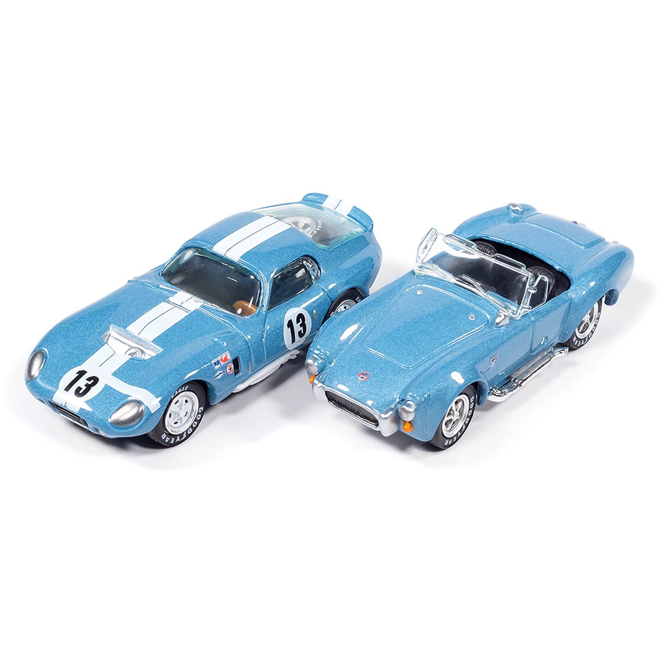 Shelby Cobra 50th Continuation Car & Shelby Cobra Daytona - Viking Blue 1:64 Scale Diecast Model Car by Johnny Lightning Main Image