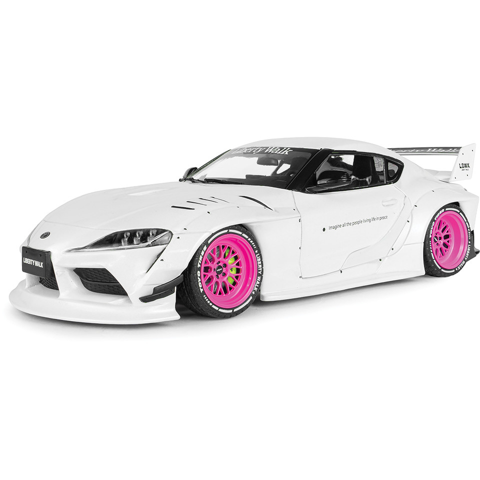 2025 Toyota GR Supra Liberty Walk Body Kit - White Pink 1:18 Scale Diecast Model Car by Solido Main Image