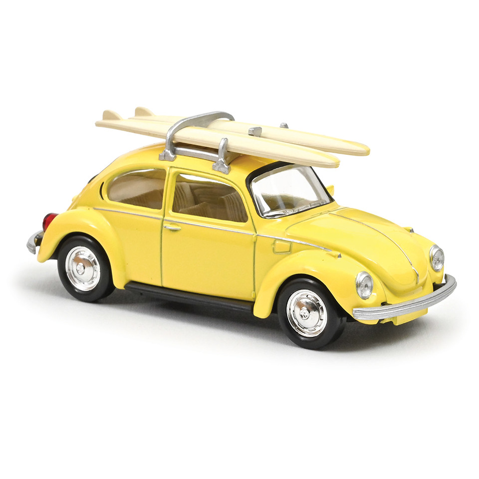 1973 VW Beetle 1303 - Pastel Yellow w/Surfboards 1:43 Scale Model Car by Norev Main Image