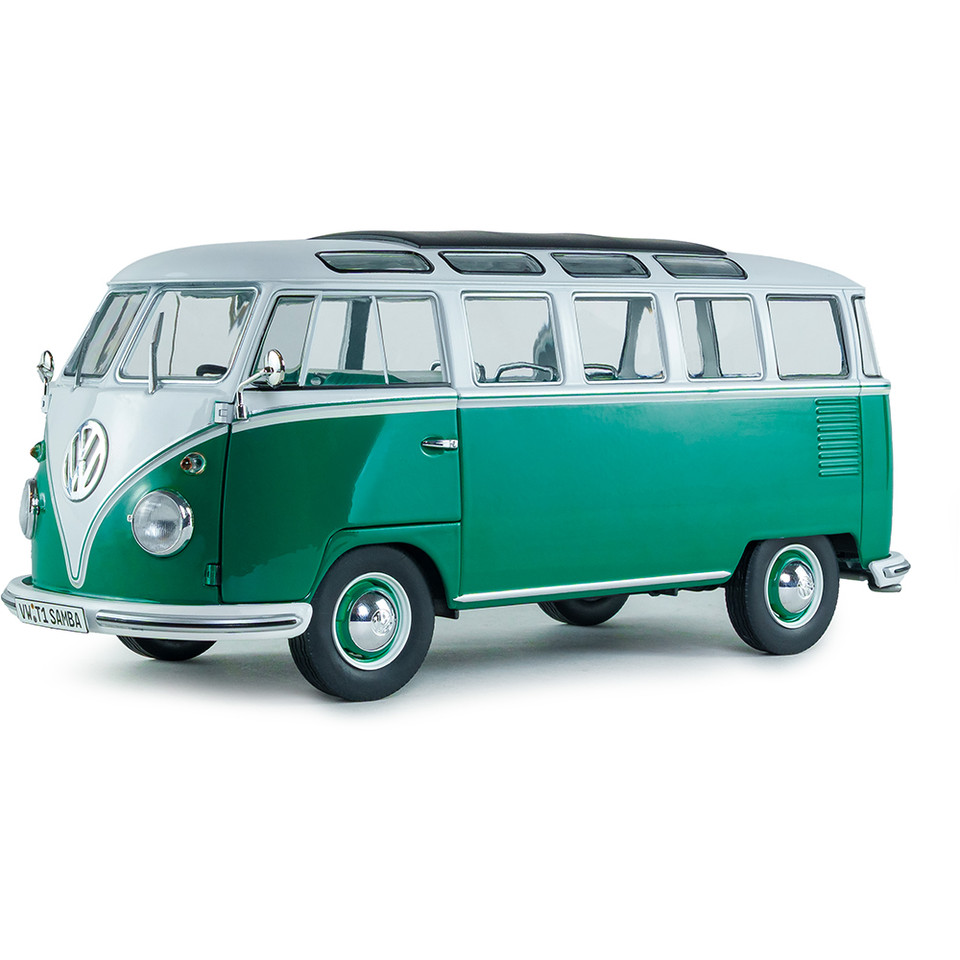 1962 Volkswagen T1 Samba - Green / White 1:18 Scale Diecast Model Truck by Solido Main Image