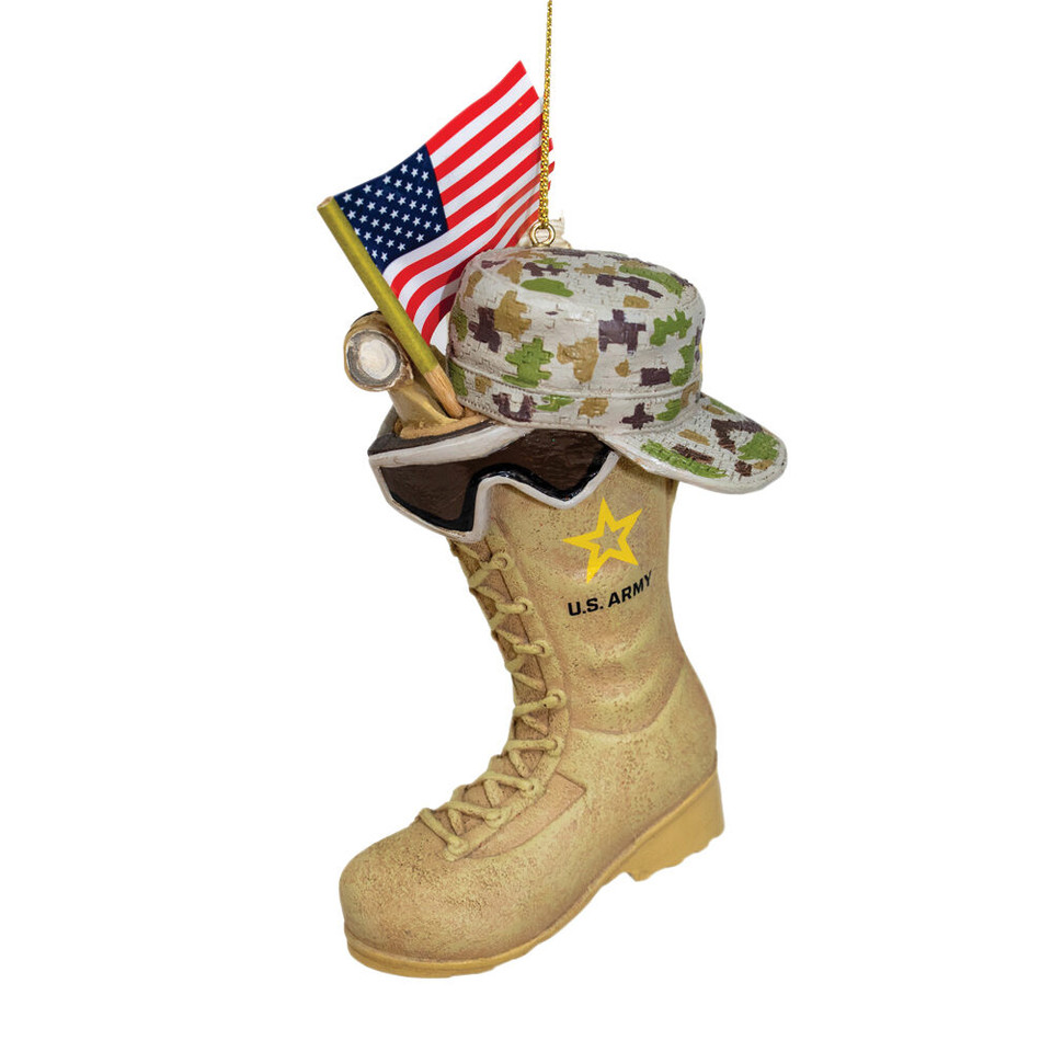 U.S. Army® Boot With U.S.A. Flag and Icons Ornament AM2163 Main Image