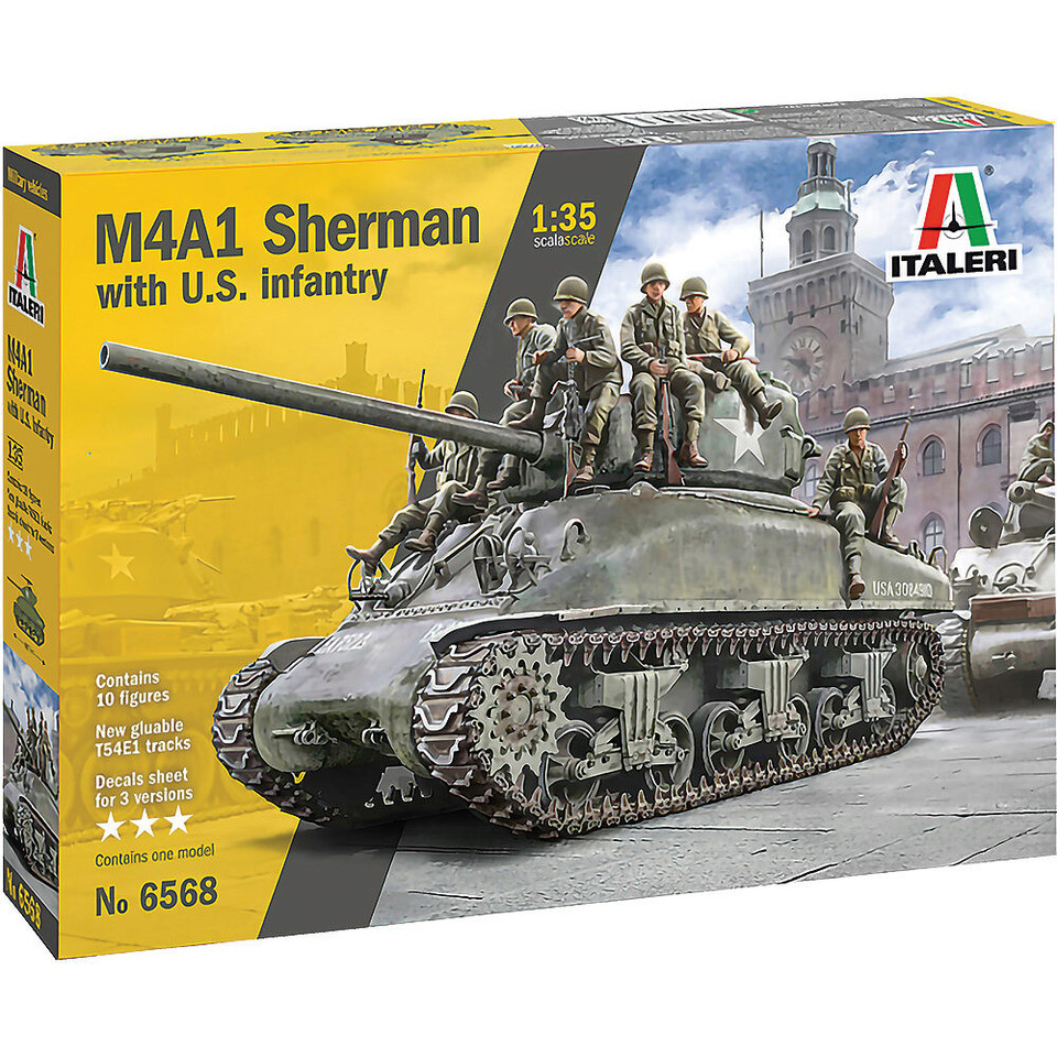 M4A1 Sherman with Infantry 1/35 Kit Italeri (6568s) Main Image
