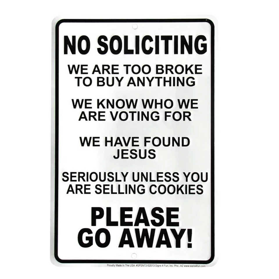 No Soliciting Metal Sign  SPSNT3 Main Image