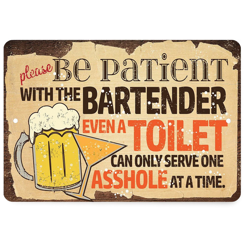 Be Patient with Bartender Metal Sign Lone Star Art (290194)   by Lone Star Art Main Image