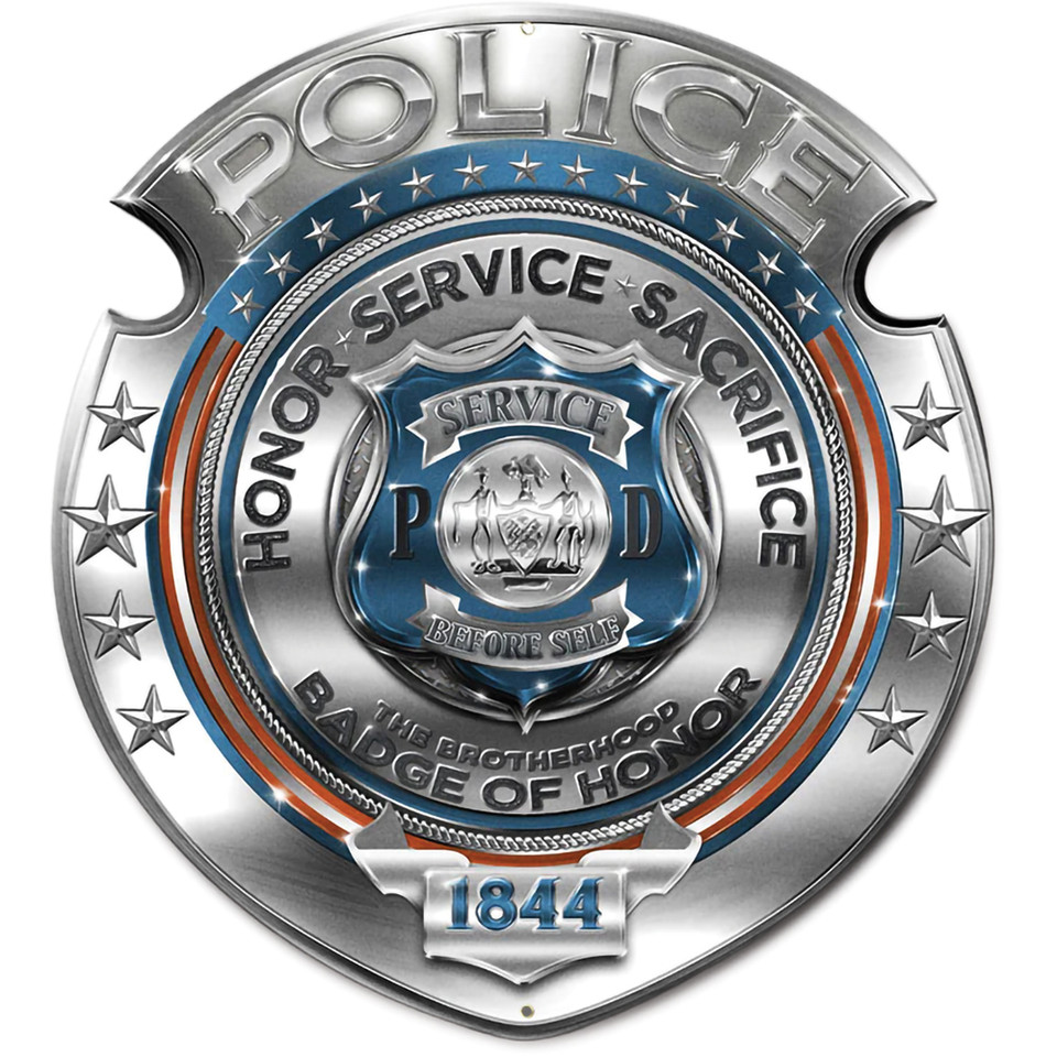 Police Badge Of Honor Metal Sign   by Vintage Sign Co. Main Image