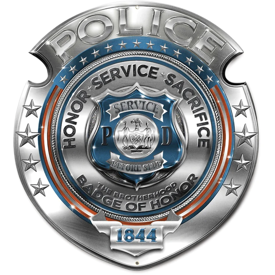 Police Badge Of Honor Metal Sign Main Image