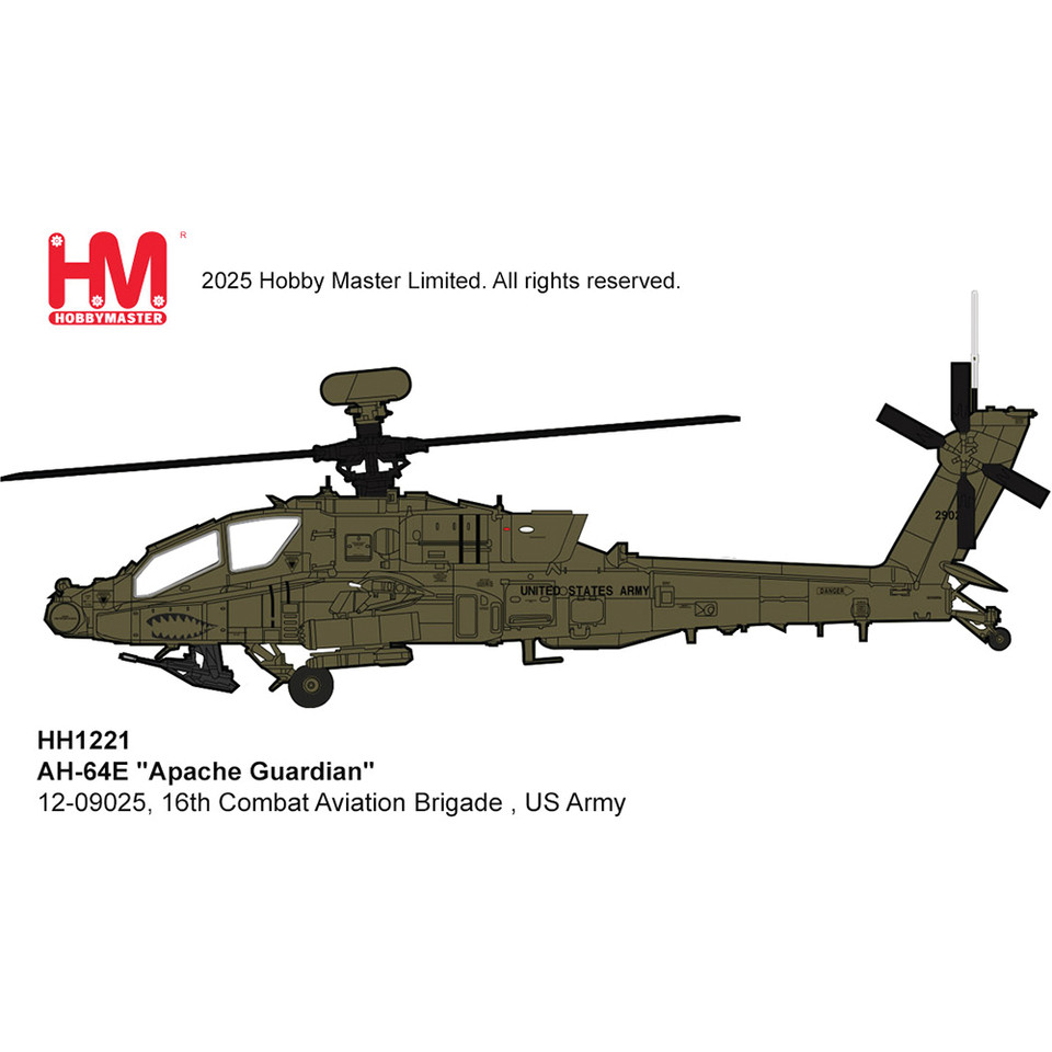 AH-64E Apache 1/72 Die Cast Model 16th Combat Aviation Brigade  US Army 1:72 scale Metal by Hobby Master Main Image