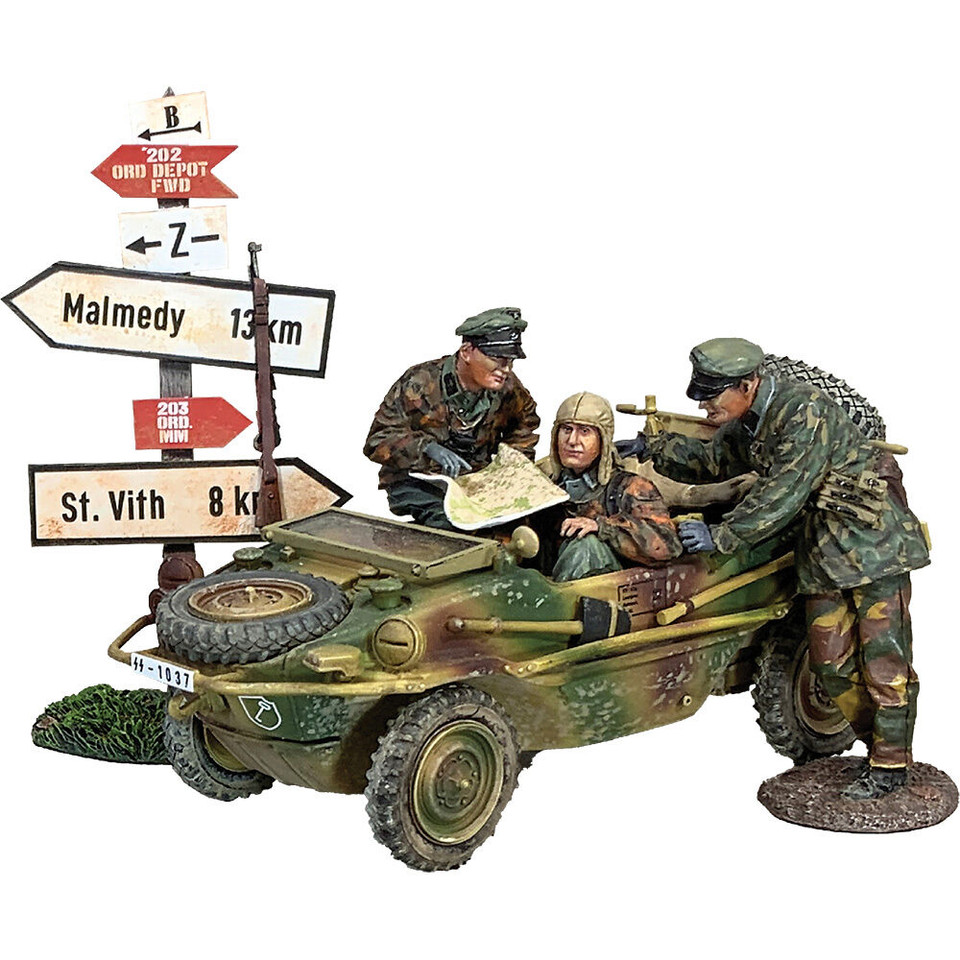 Type 166 Schwimmwagen with Road Sign and Figures 1/30 Model William Britain (25203) 1:30 Scale Metal by William Britain Main Image