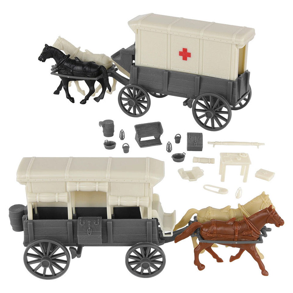 Civil War Ambulance & Supply 1/32 Wagons BMC Toys (67395) 1:32 Scale Plastic by BMC Toys Main Image