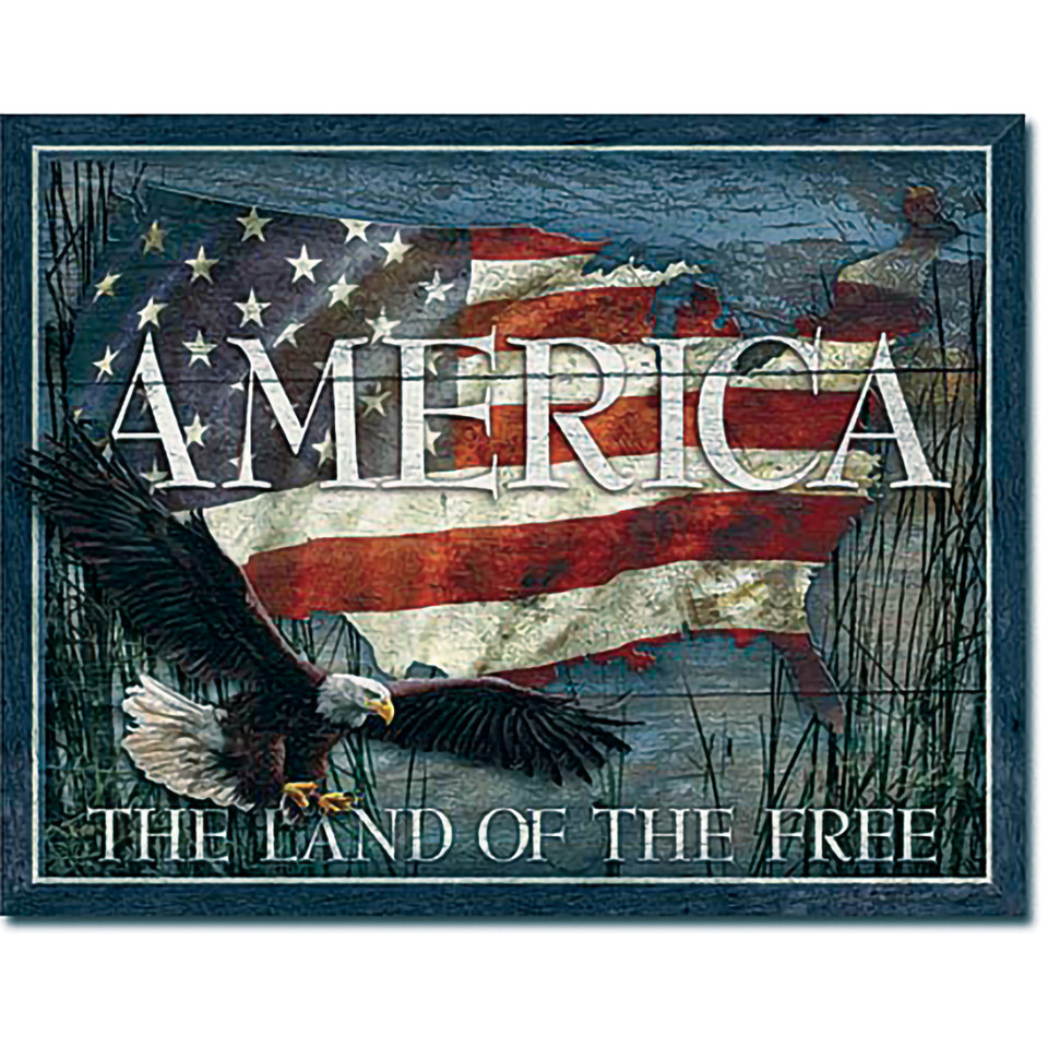America - Land of the Free Metal Sign   by Desperate Enterprises Main Image