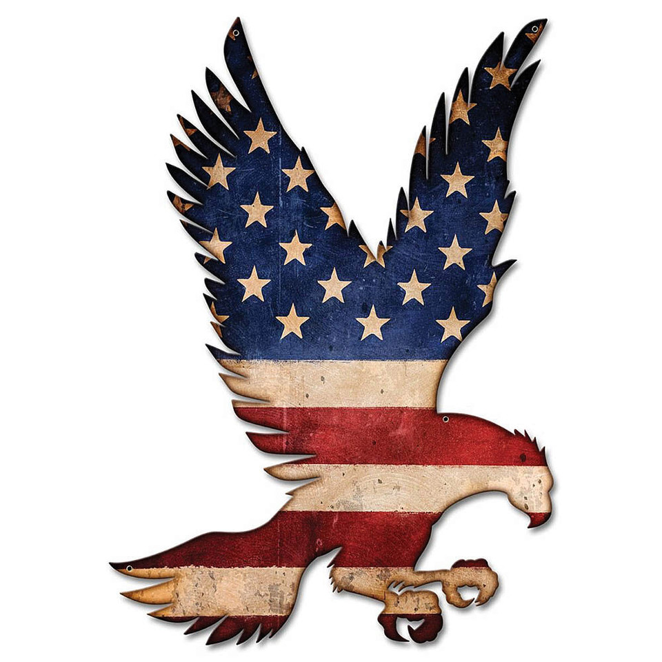 US Flag Eagle Cut Out Metal Sign PSB101  Heavy Duty American Steel by Vintage Sign Co. Main Image