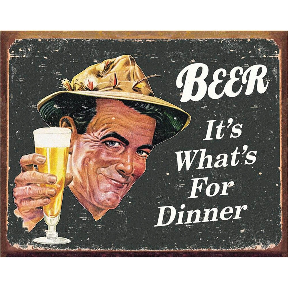 Beer for Dinner Metal Sign 1424  Tin by Desperate Enterprises Main Image