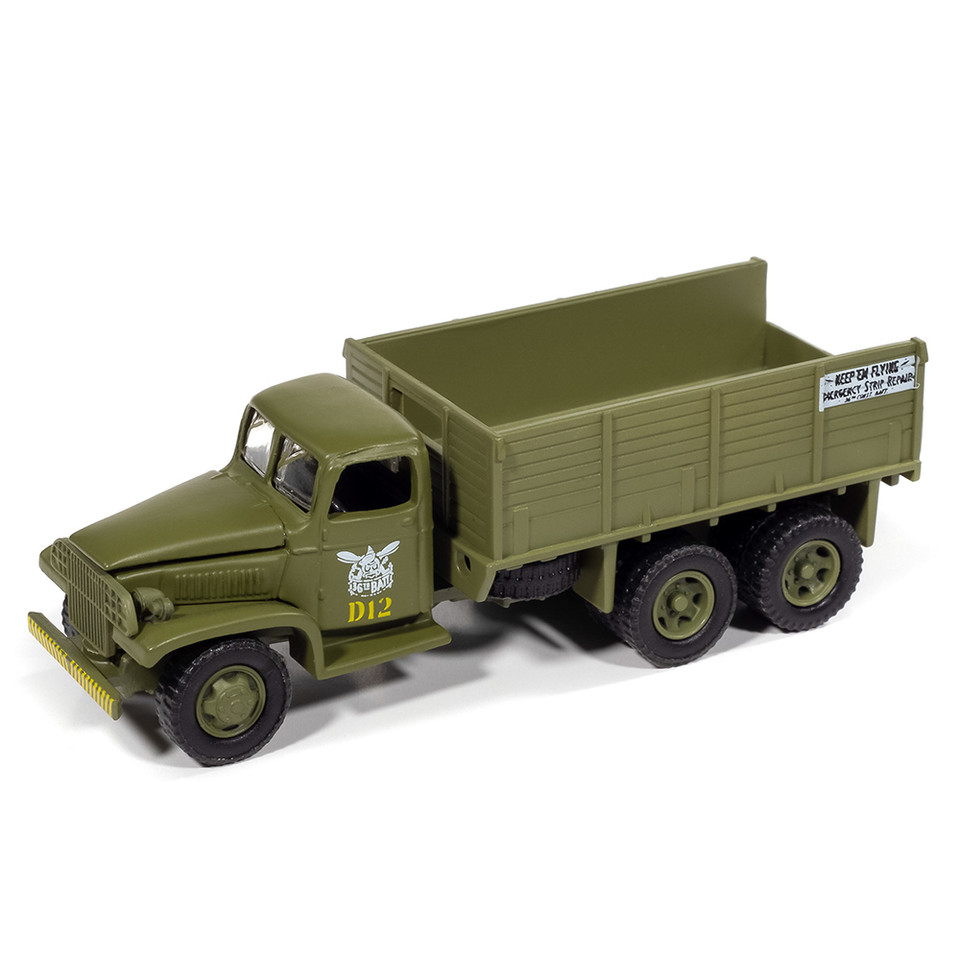 WWII GMC CCKW 6x6 Truck Seebees at Herderson Airfield Guadalcanal - Olive Drab 1:64 Scale Diecast Model by Johnny Lightning Main Image