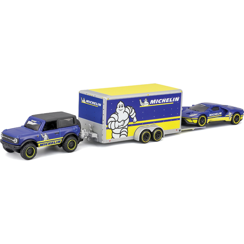 2021 Michelin Ford Bronco + Ford GT & Trailer 1:64 Scale Diecast Model Truck by Maisto Main Image