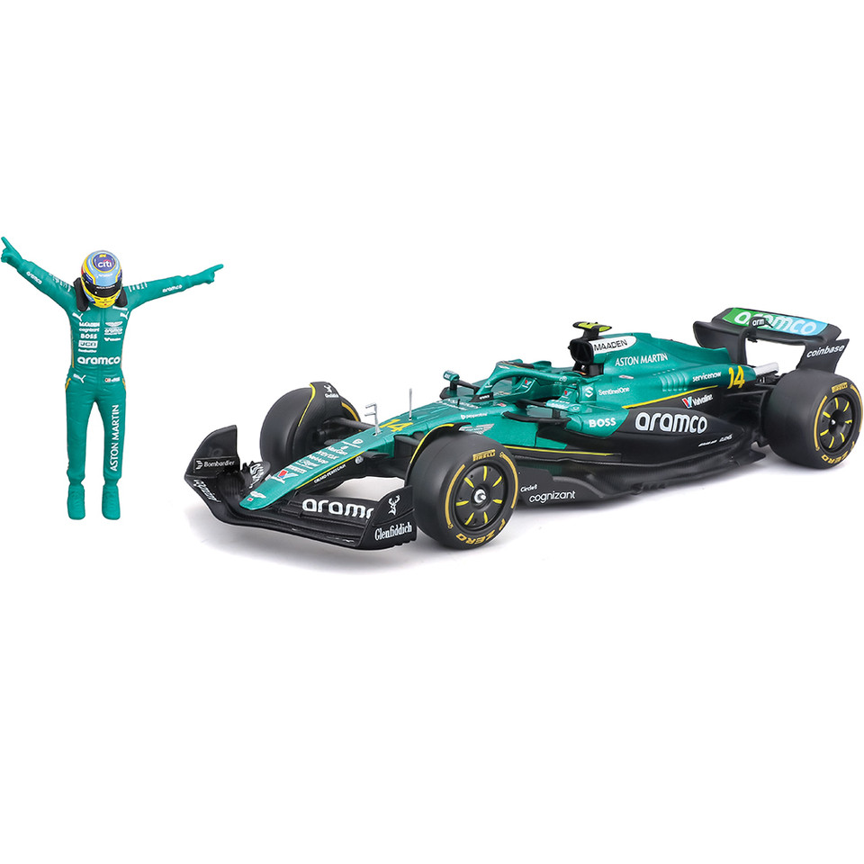 2025 F1 Aston Martin AMR25 w/figure - Alonso #14 1:24 Scale Diecast Model Car by Bburago Main Image