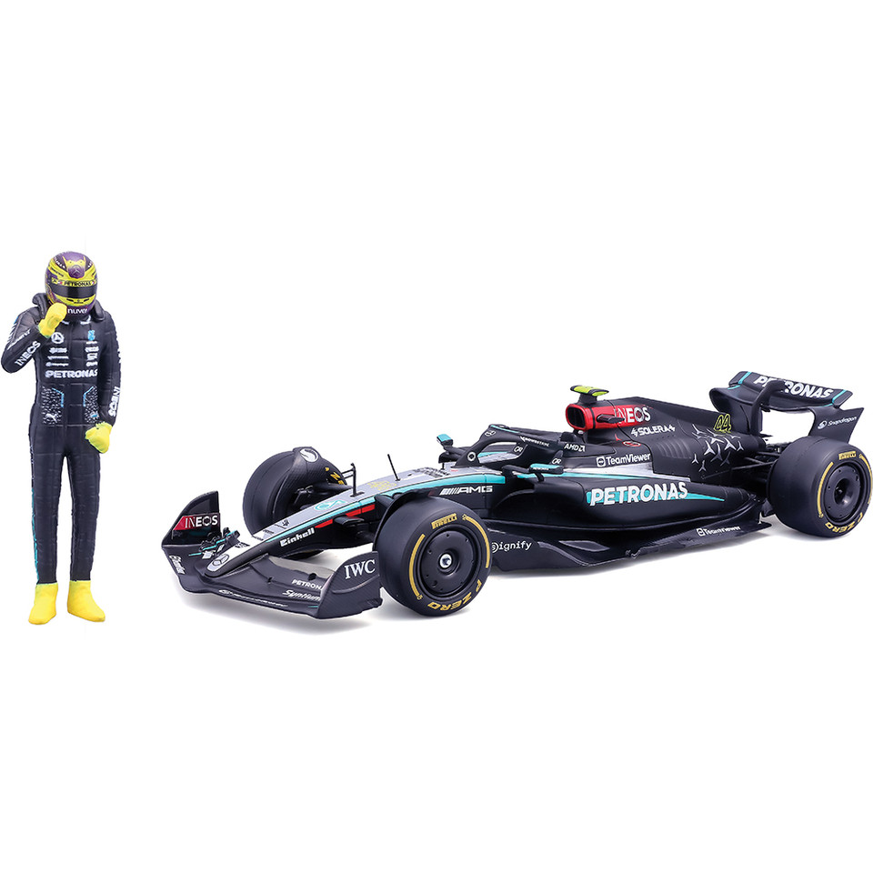 2024 F Mercedes W15 w/Figure - Hamilton #44 1:24 Scale Diecast Model Car by Bburago Main Image