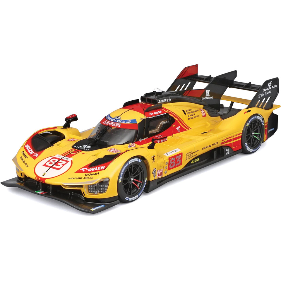 2024 Ferrari 499P LMH Diecast Model Kit - Yellow #83 1:24 Scale Diecast Model Car by Bburago Main Image