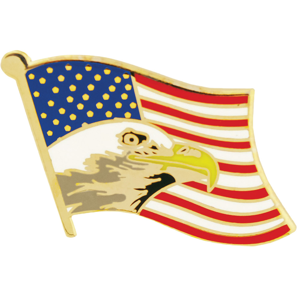 USA Flag with Eagle Lapel Pin   by Eagle Emblems Main Image