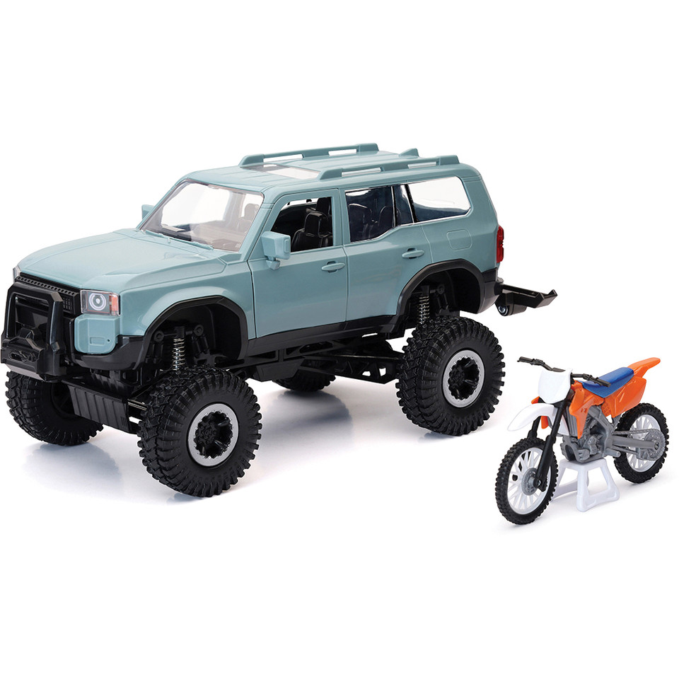 Toyota Land Cruiser W/ Dirt Bike 1:18 Scale Diecast Metal by New Ray Main Image