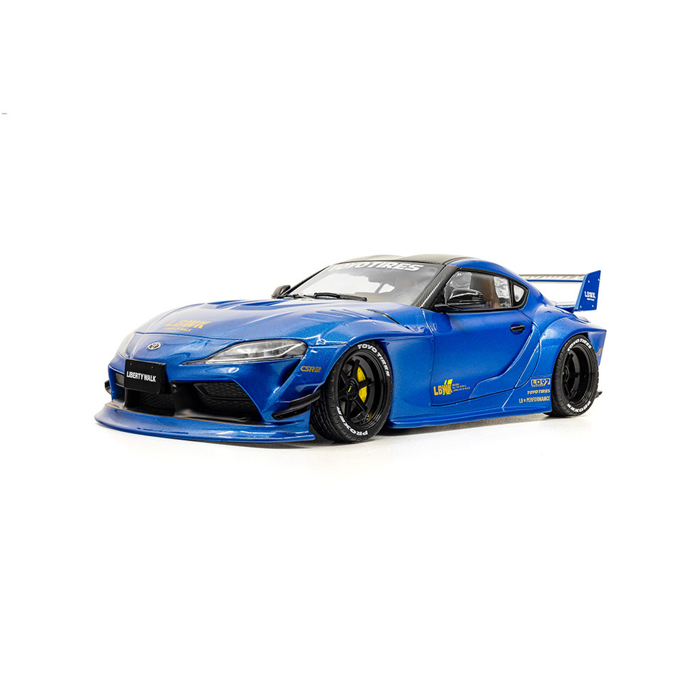 2025 Toyota GR Supra Liberty Walk Body Kit - Blue Metallic 1:18 Scale Diecast Model Car by Solido Main Image
