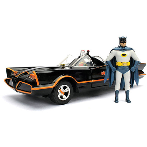 1966 Batmobile w/Batman, Robin Penguin & Joker Figures | Jada Toys