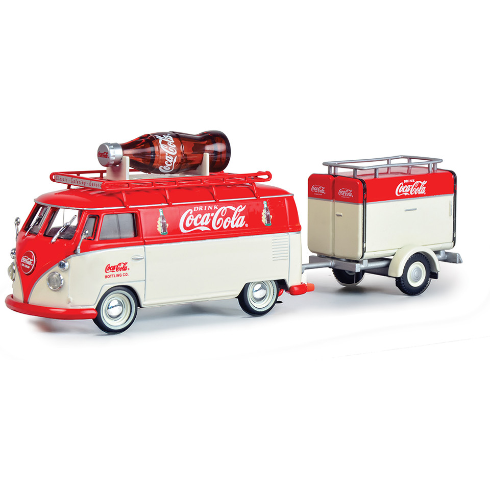 1960 Coke VW Kombi with Large Contour Bottle & Trailer 1:43 Scale Diecast Model Truck by IXO Models Main Image