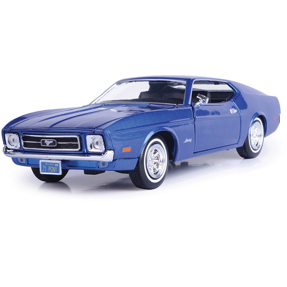 1971 Ford Mustang Sportsroof - Metallic Blue 1:24 Scale Diecast Model Car by Motormax Main Image
