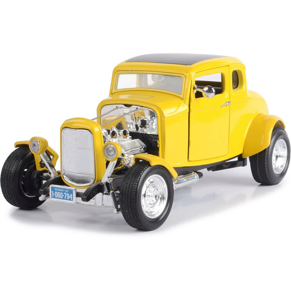1932 Ford 5-Window Hot Rod - yellow 1:18 Scale Diecast Model by Motormax Main Image