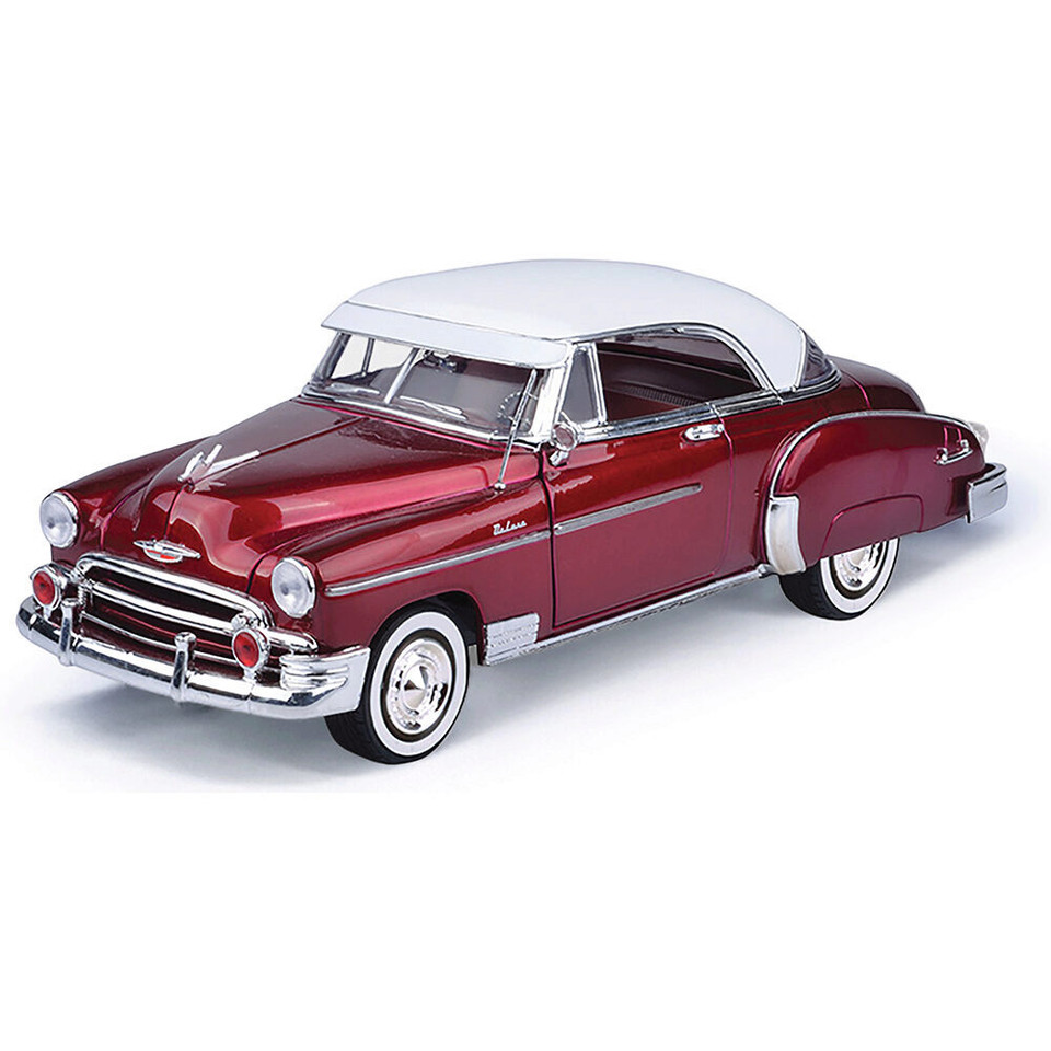 1950 Chevy Bel Air-Metallic Red w/ White Top 1:18 Scale Diecast Model Car by Motormax Main Image