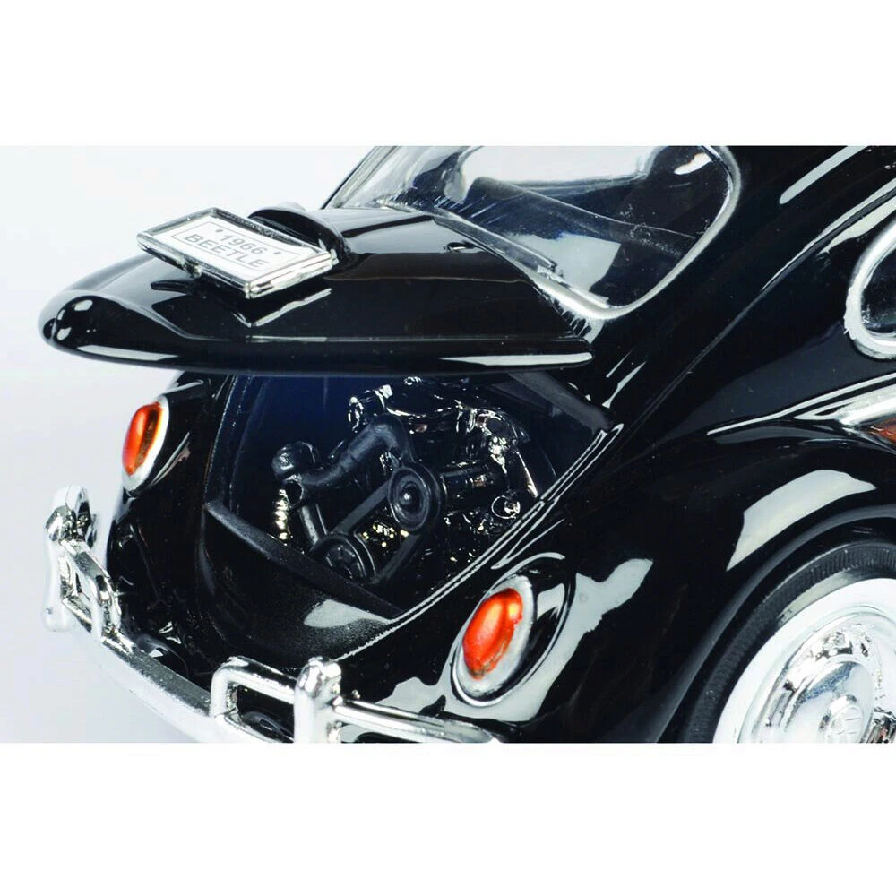 Volkswagen Beetle with Surfboard Black Diecast Model Car | Motormax