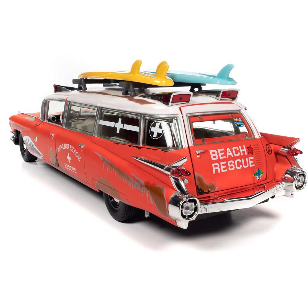 Auto World 59 Cadillac ☆HOスロットカー Auto World 1959 Cadillac Ambulance (Silver & Blue) 4Gear HO