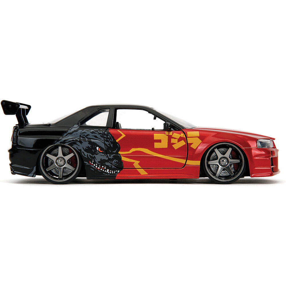 ミニカー 1:24 GODZILLA 2002  Skyline GT-R R34 Jada 2002 Nissan Skyline GT-R (R34) RHD 