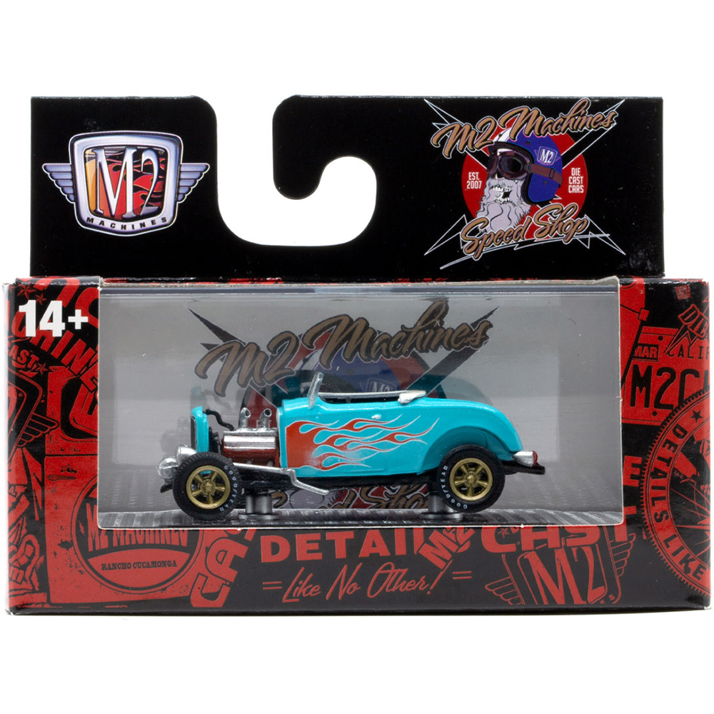 1932 Ford Roadster Blue Flames Diecast Model Car | M2 Machines