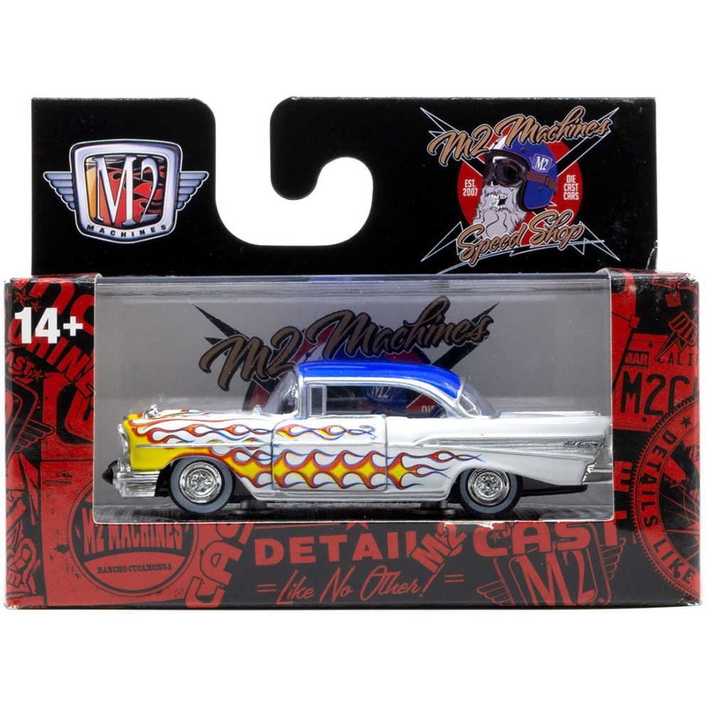 1957 Chevrolet Bel Air Hot Rod White Diecast Model Car | M2