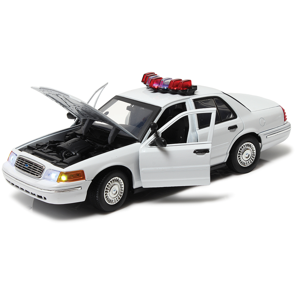 2001 Ford Crown Victoria White Police Car with Lights & Sound