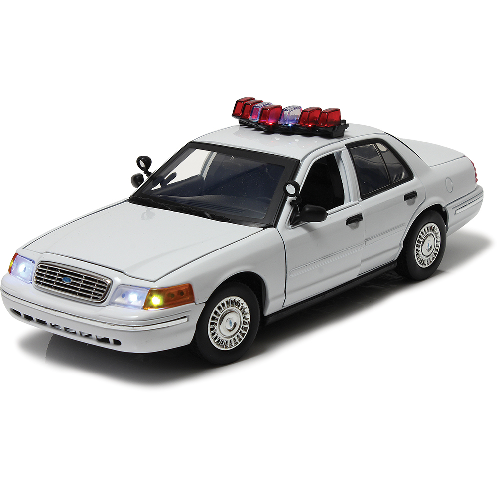 2001 Ford Crown Victoria White Police Car with Lights & Sound