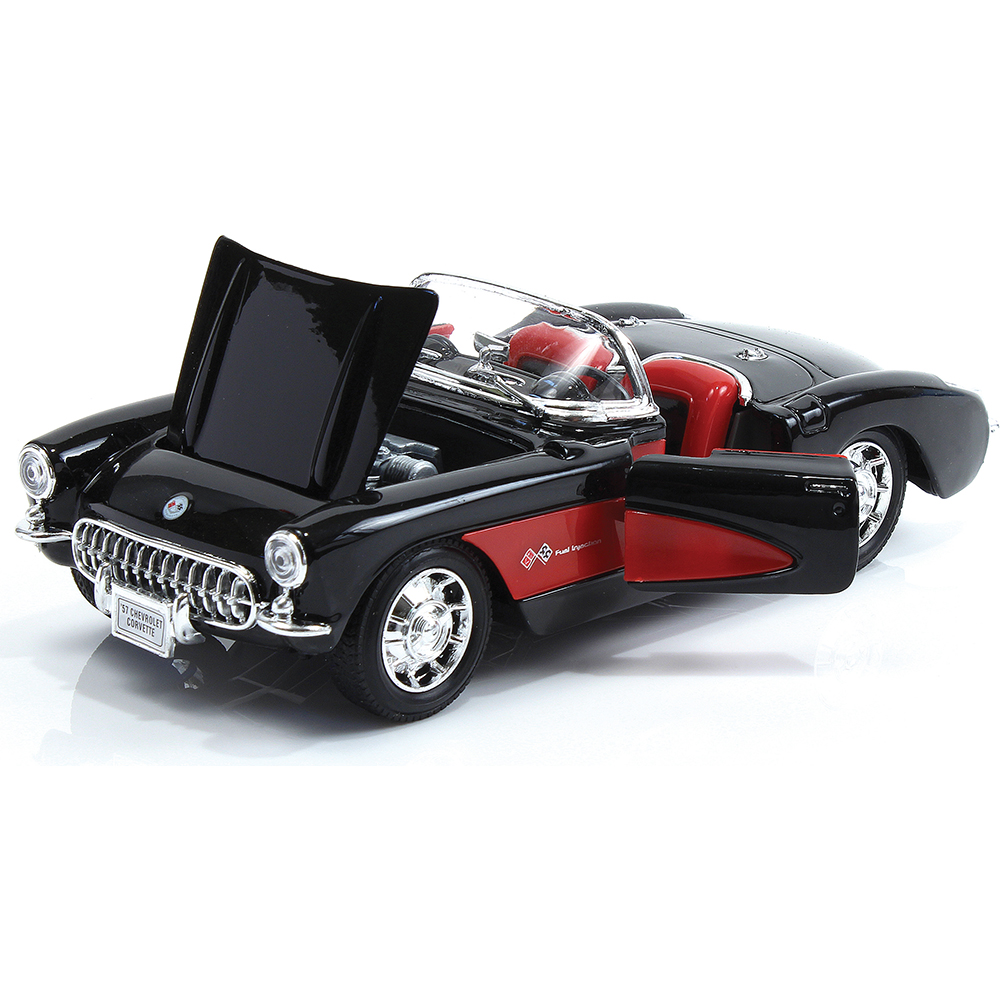 1957 Chevrolet Corvette Convertible Black Diecast Model Car Welly