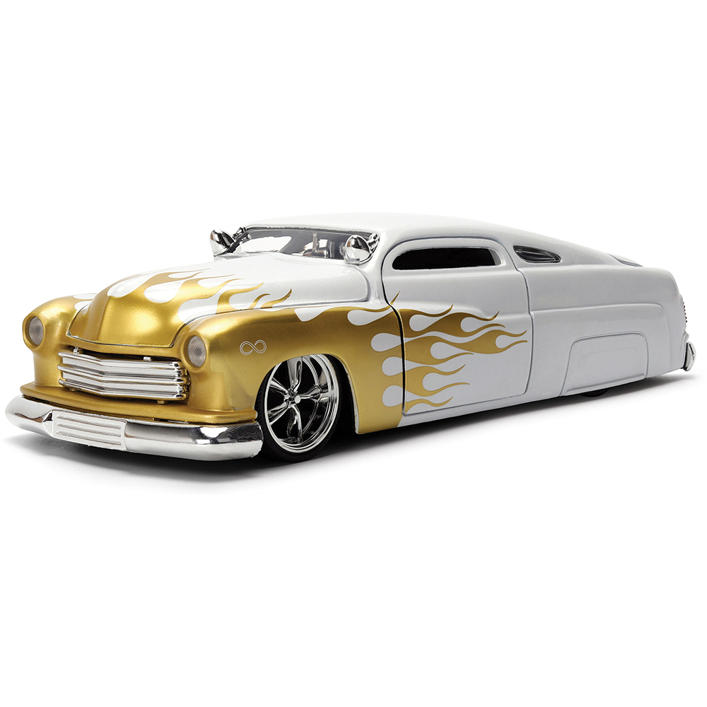 1951 Mercury White w/Gold Flames Diecast Model Car | Jada Toys