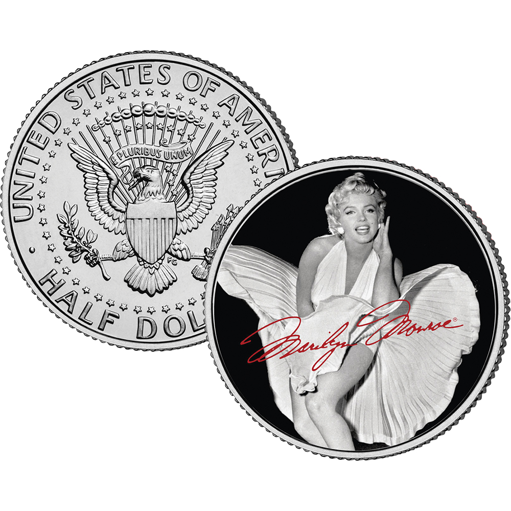 Marilyn Monroe in White Dress Colorized Half Dollar Coin |