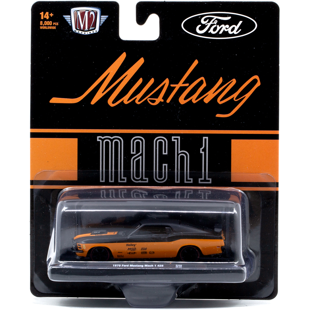 1970 Ford Mustang Mach 1 428 Orange & Black | M2 Machines
