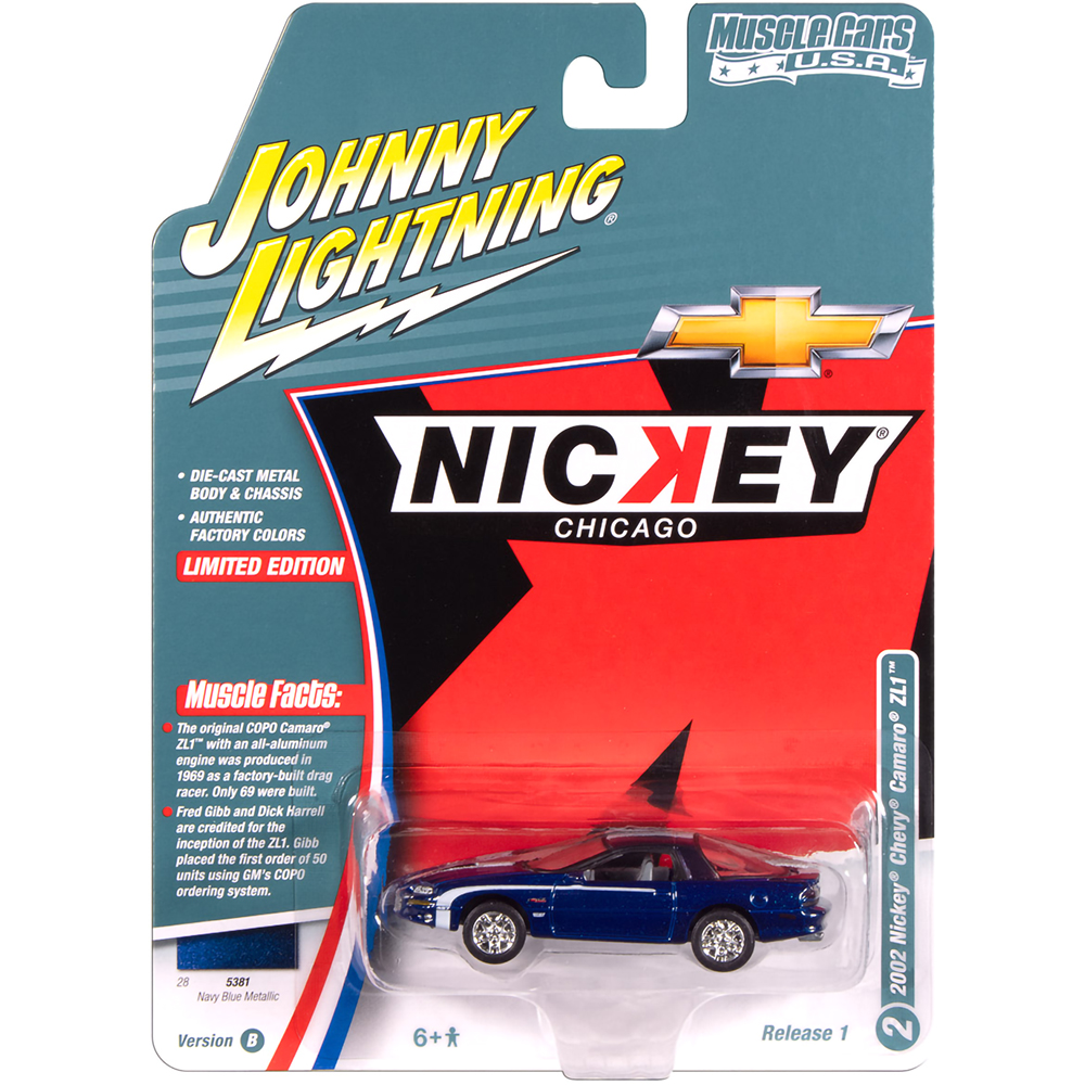 2002 NicKey Camaro ZL1 Blue w/White Stripes | Johnny Lightning