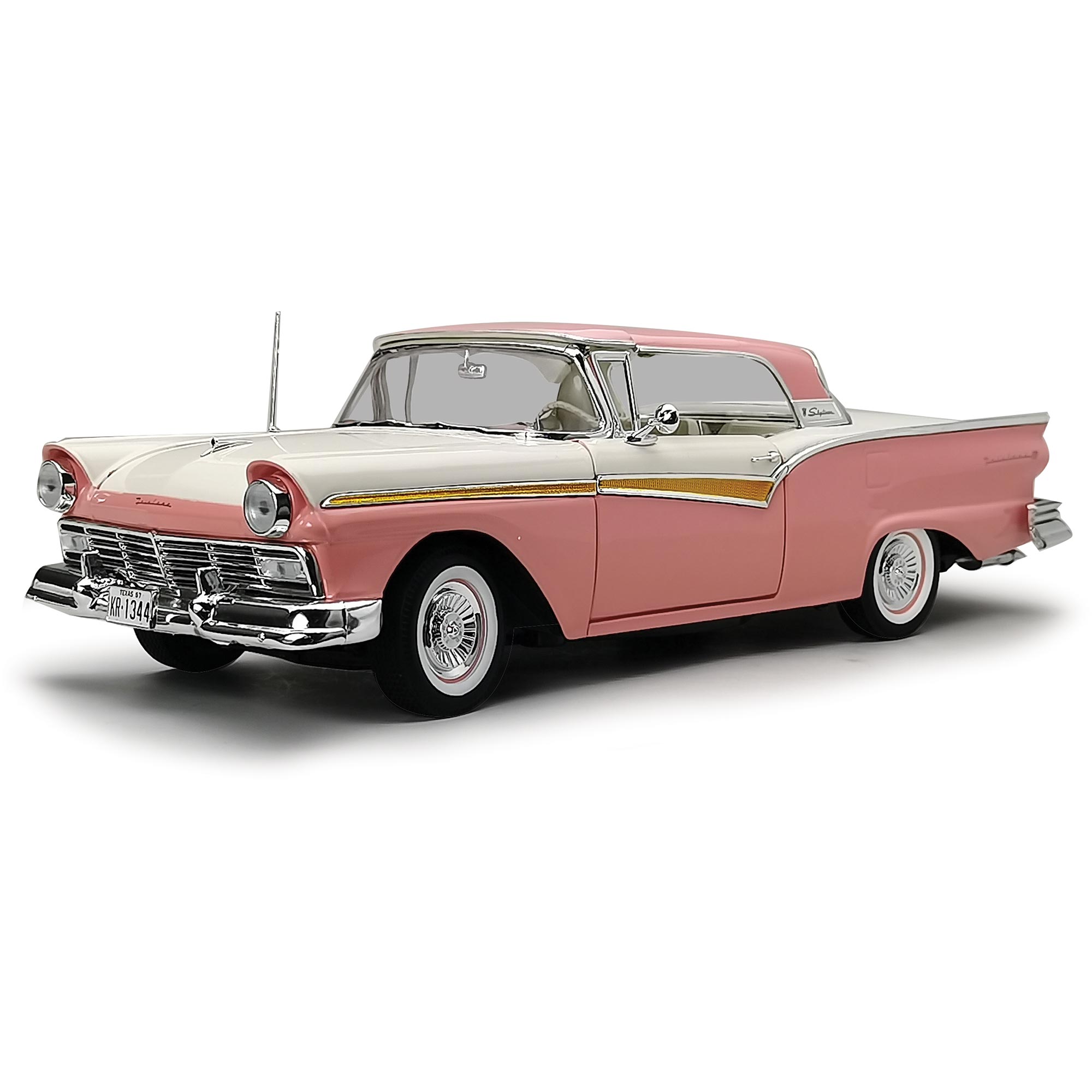 1957 Ford Fairlane 500 Skyliner-Sunset Coral / Colonial White