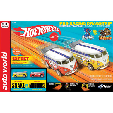 13' Hot Wheels Snake vs Mongoose Manual Slot Drag Set with Tom