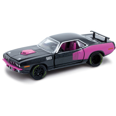 1971 Plymouth HEMI Cuda Black & Pink Diecast Model Car | M2 Machines