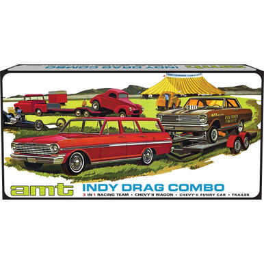 Indy Drag Combo (Chevy II Wagon, Funny Car and Trailer) | AMT